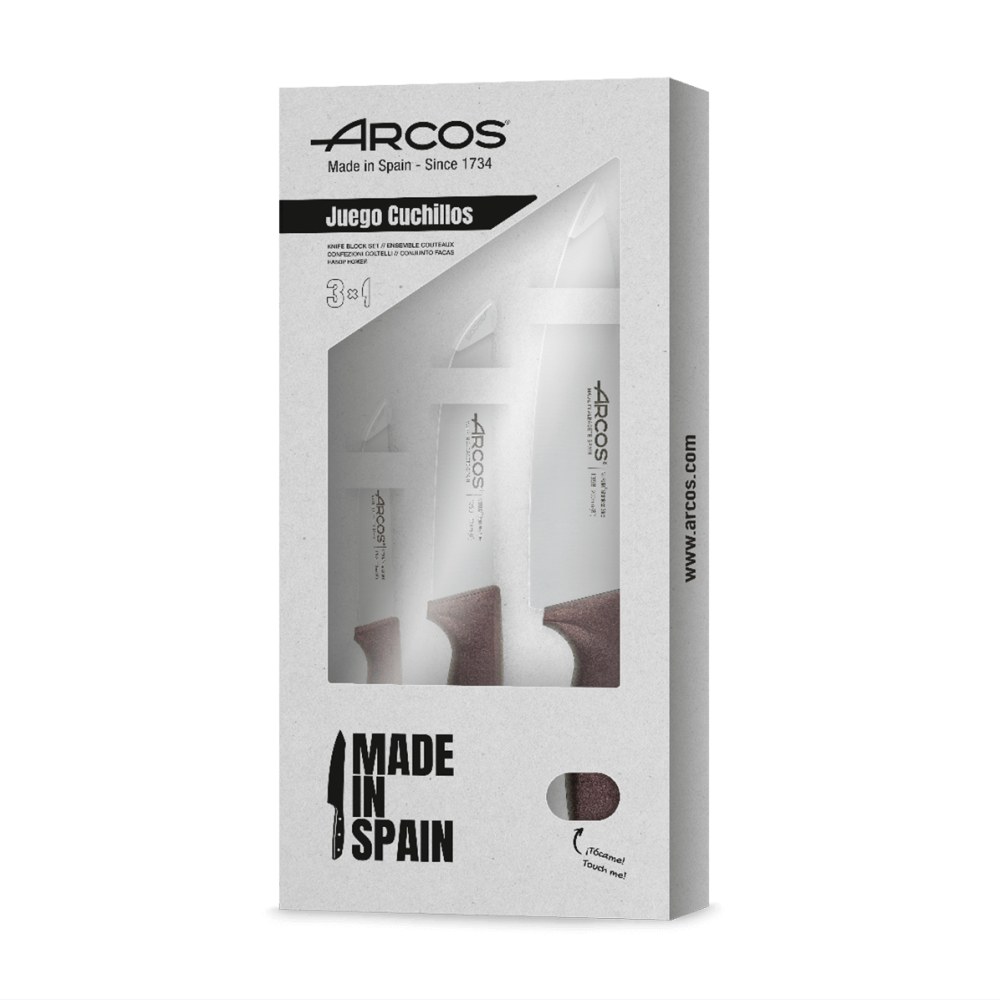 ARCOS Niza Zestaw noży EKO bordowy 3 szt. 818045 — Zdjęcie produktu 01
